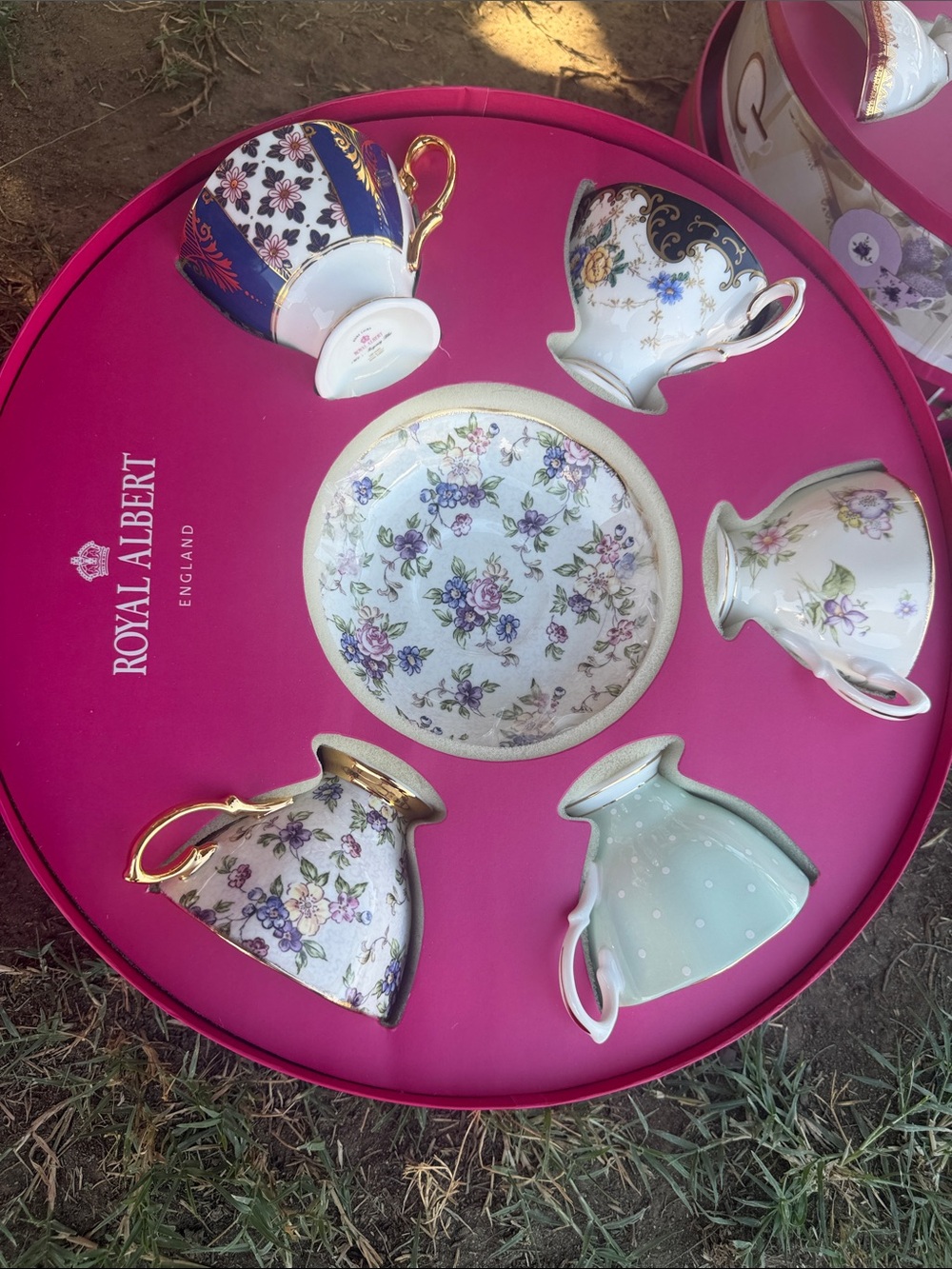 Royal Albert Mixed Floral Teacup and Saucer Set in Pink and Multi